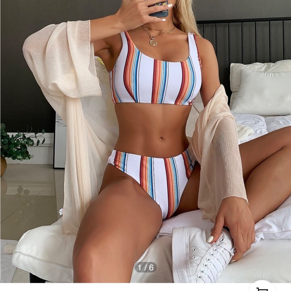 Striped Rainbow Bikini Set